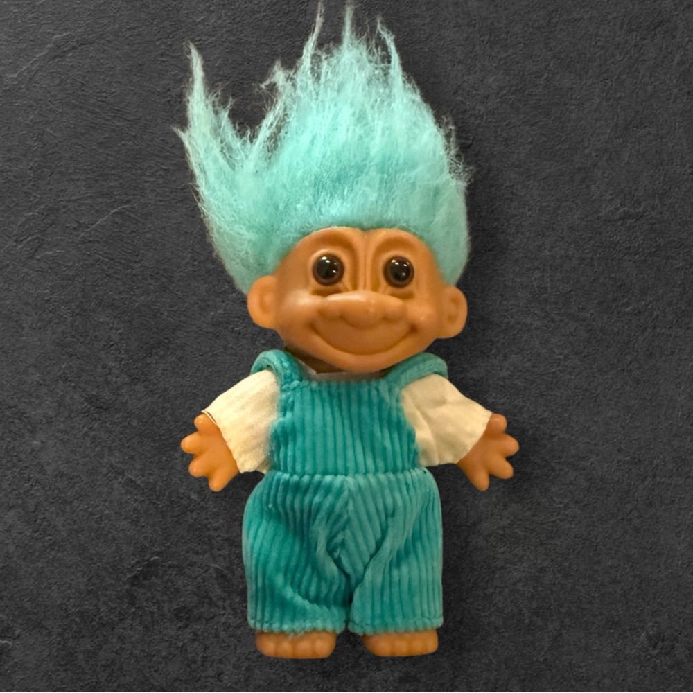 Russ Troll Doll with Teal Hair and Overalls